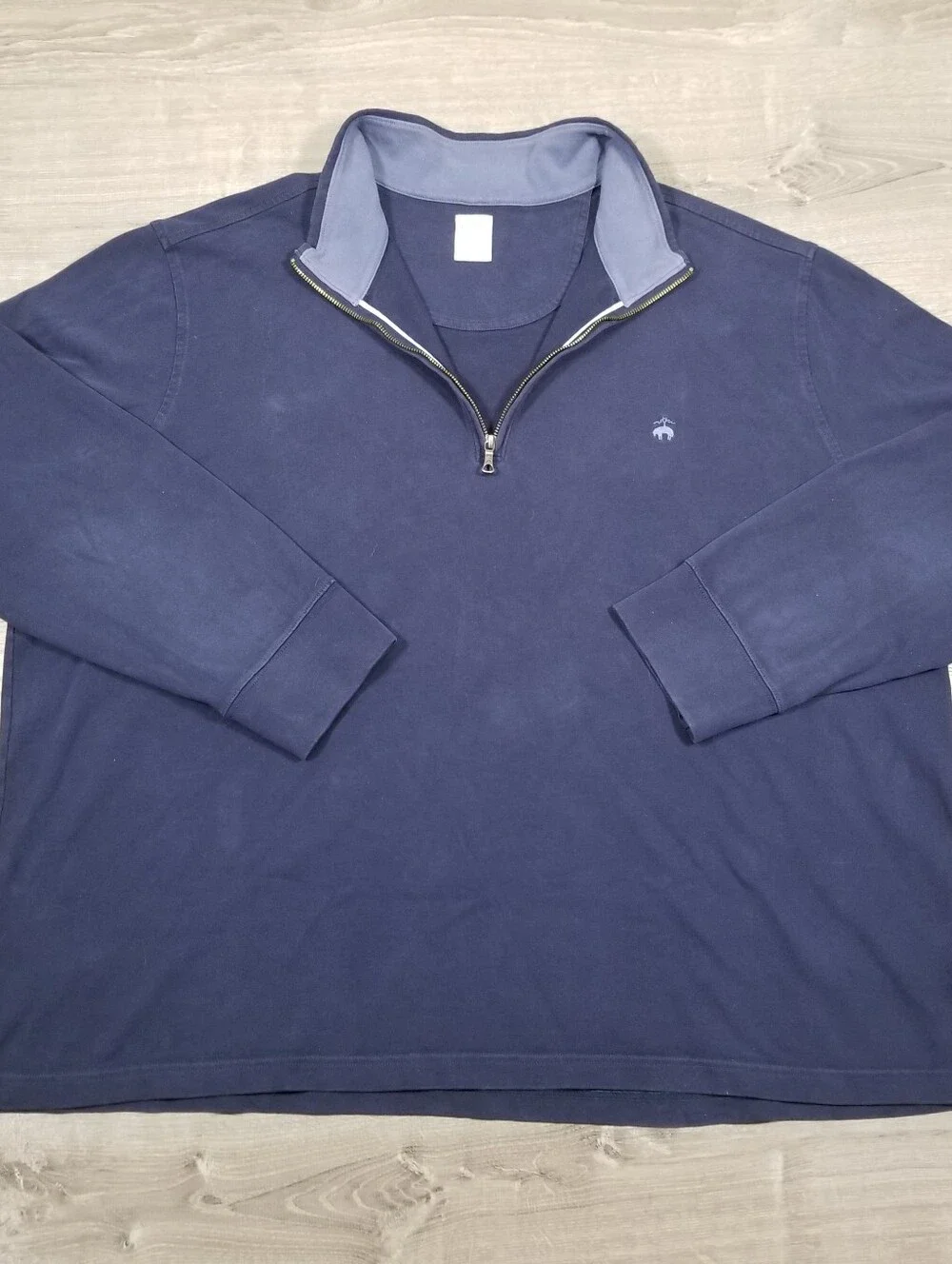 Brooks Brothers Quarter Zip Pullover Sweater Blue Mens 3XL Golf Casual Cotton